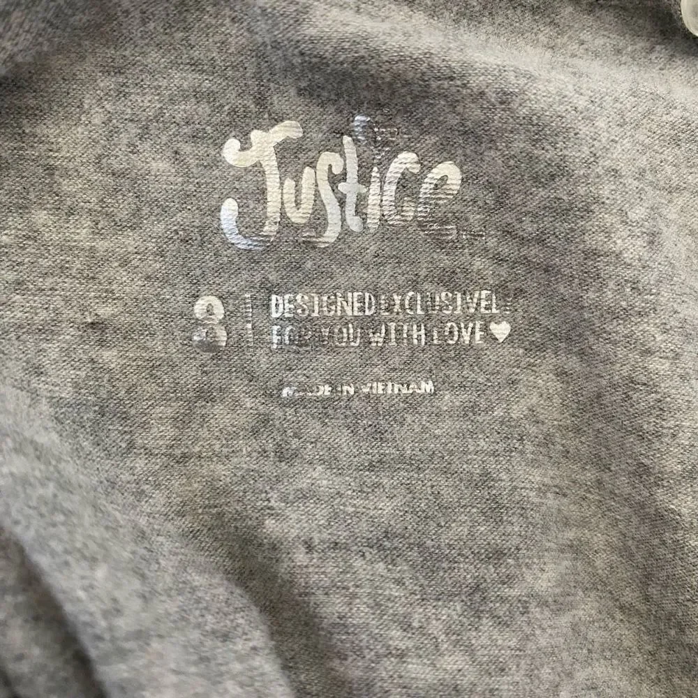 Justice rainbow graphic print fitted tank w/adjustable straps grey sz 8 girls